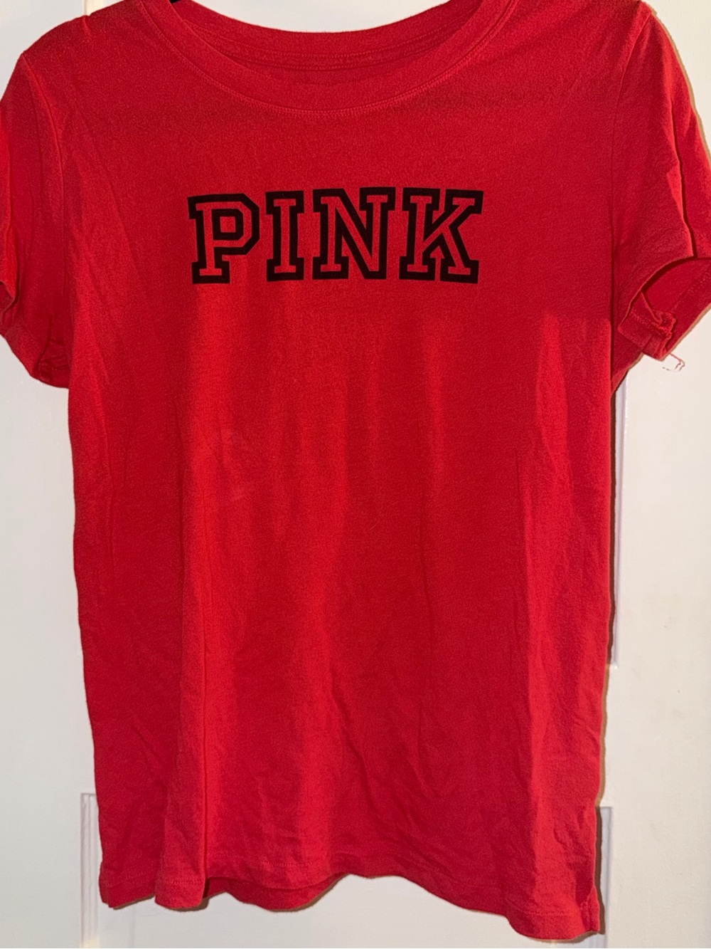 Victoria’s Secret PINK Red Logo Graphic T-Shirt Size Medium